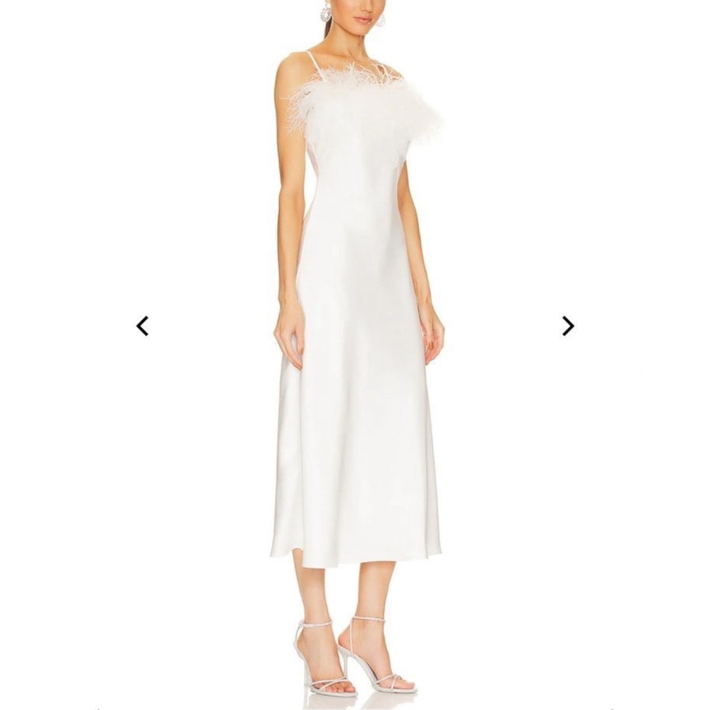 NWT! White satin feather midi